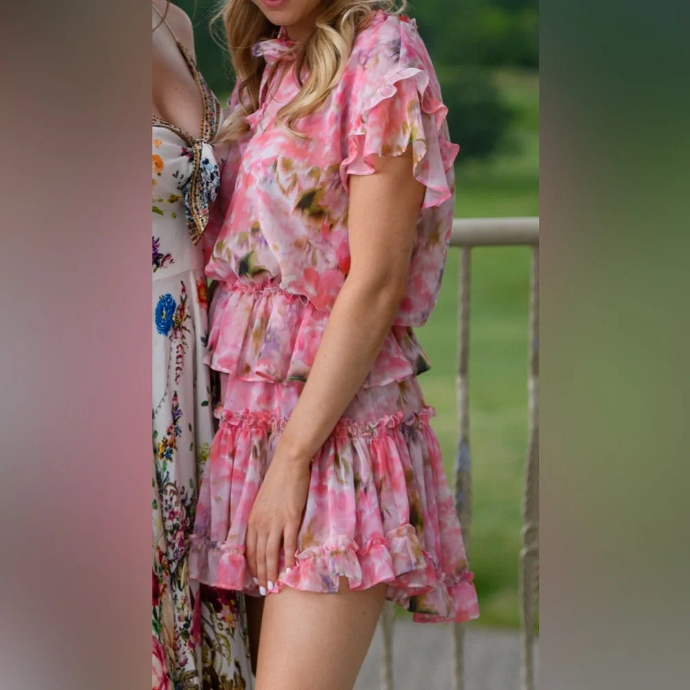 Misa Los Angeles Pink Floral Mini Dress - Picture 4 of 5